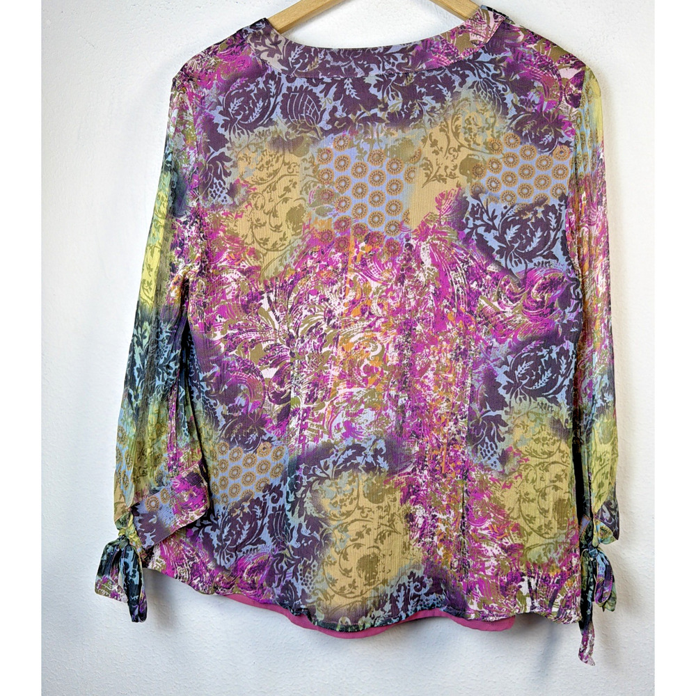 Coldwater Creek womens large 100% silk lined bohemian feminine whimsygoth blouse - Picture 8 of 12